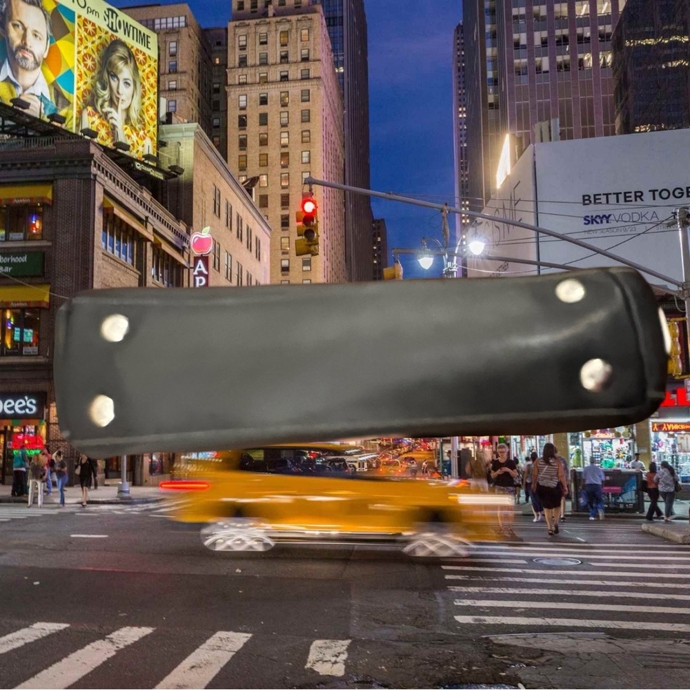 Great Perkins Basic Thick Black Leather Baguette … - image 6